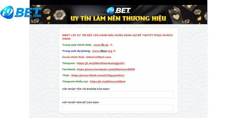 Lưu ý khi thực hiện liên hệ i9bet 